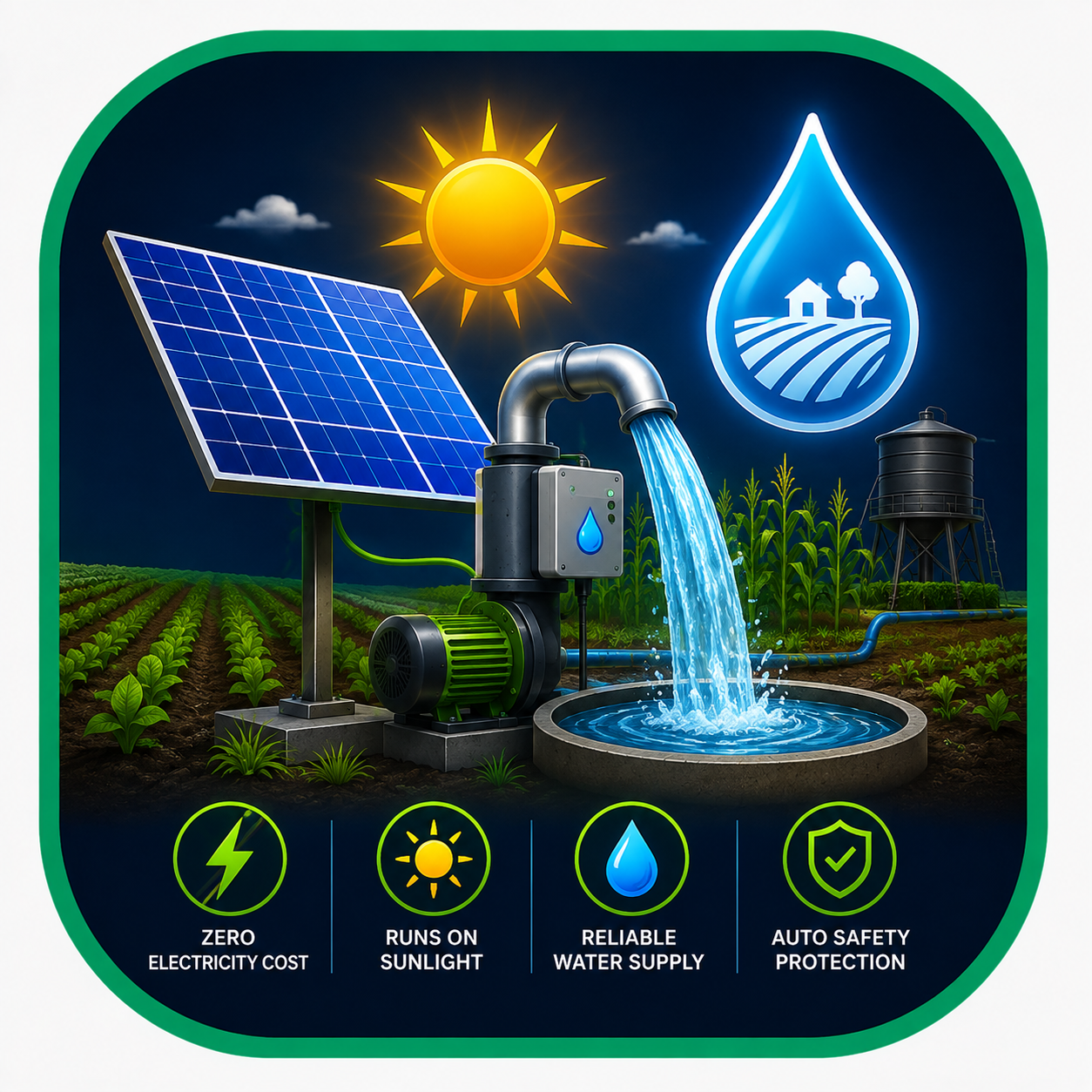 Solar water pump installation on a farm in Odisha